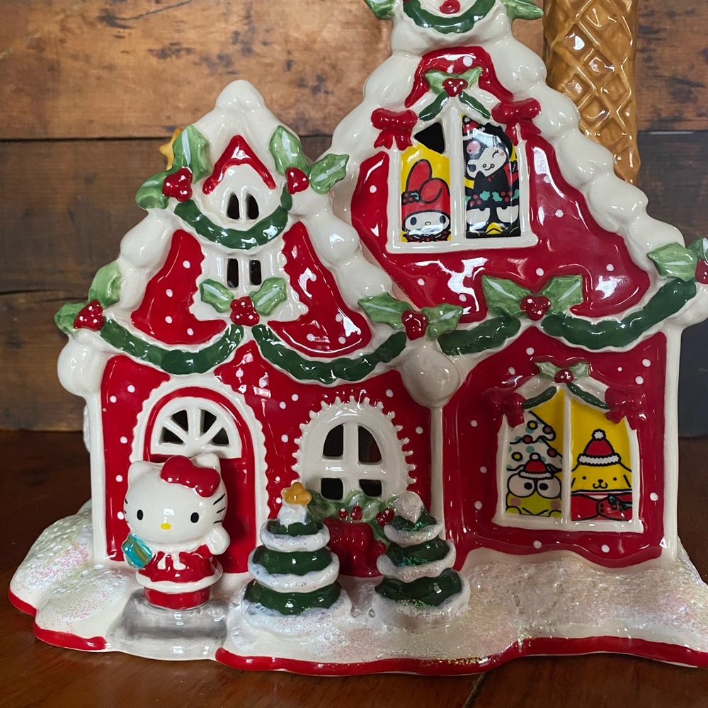 Blue Sky Hello Kitty red Gingerbread House tea light‎ NEW